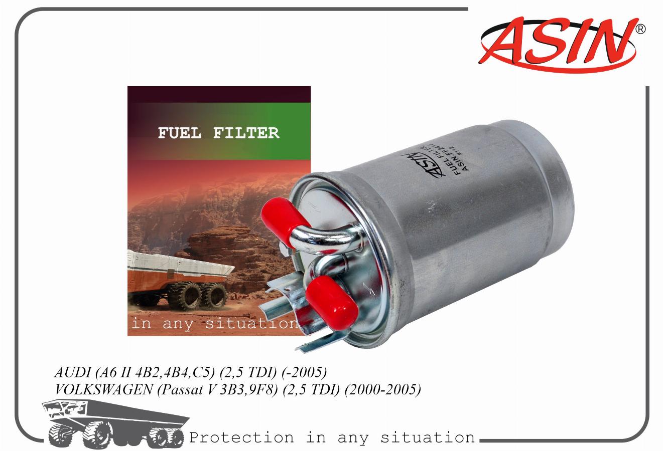 Фильтр топливный Audi A4/A6/A8 2.5TDi & Quattro 97>/VW Passat 2.5TDi 98> ASINFF2414