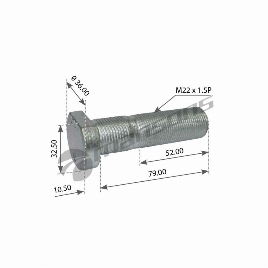 Болт колесный M22*1.5*53/79 MAN TGA/TGS/TGX/Sitrak C7H 400.603