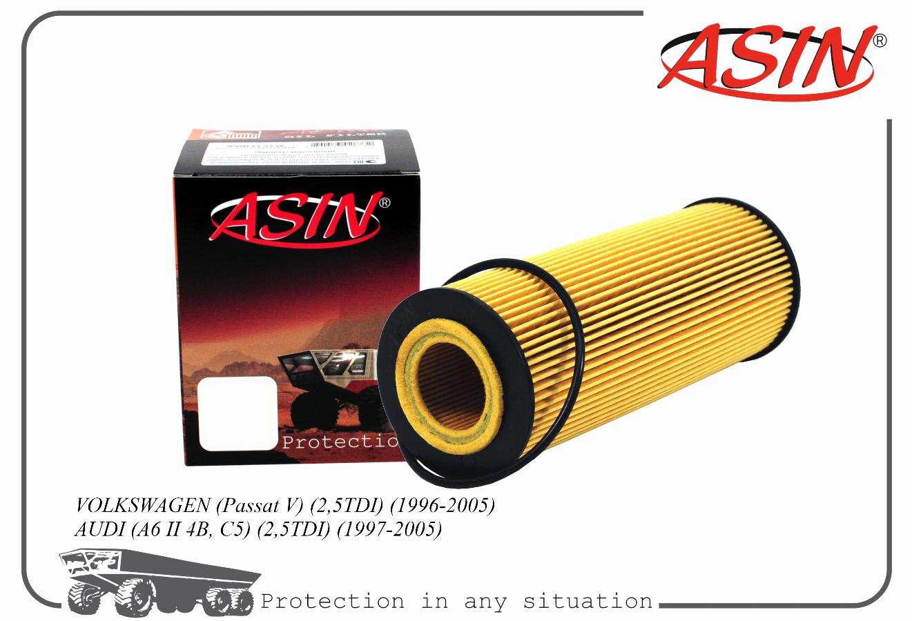 Фильтр масляный Audi A4/A6/A8/VW Passat 2.5TDi & 24V 97> ASINFL2381