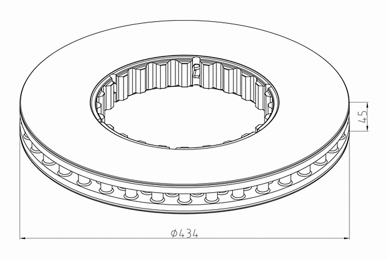 Диск тормозной 434*45 перед вентилир.RVI/VOLVO GL21575071