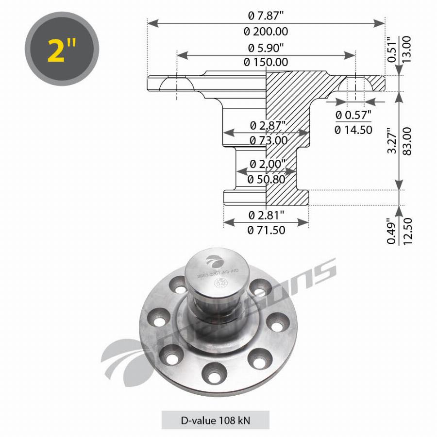 Шкворень прицепной 2'/12 впотай Jost 200.555