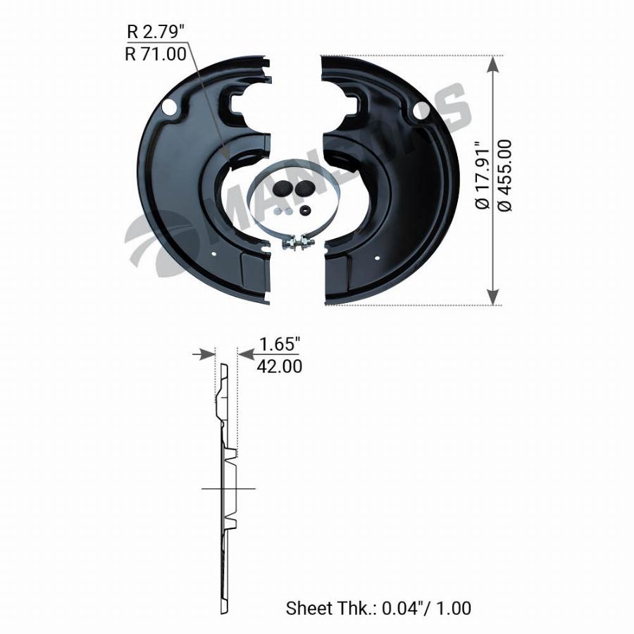Щитки пылезащитные 420*180 на колесо SAF SKRS9042 95-> 600.513