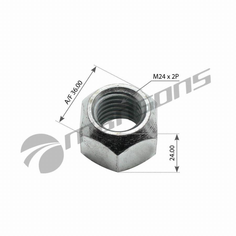 Гайка полурессоры M24*2 H=24 SW36 Renault Midlum/Premium/Volvo 800.124