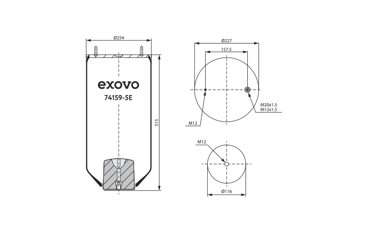 Пневморессора без стакана SMB/Fruehauf 741595E