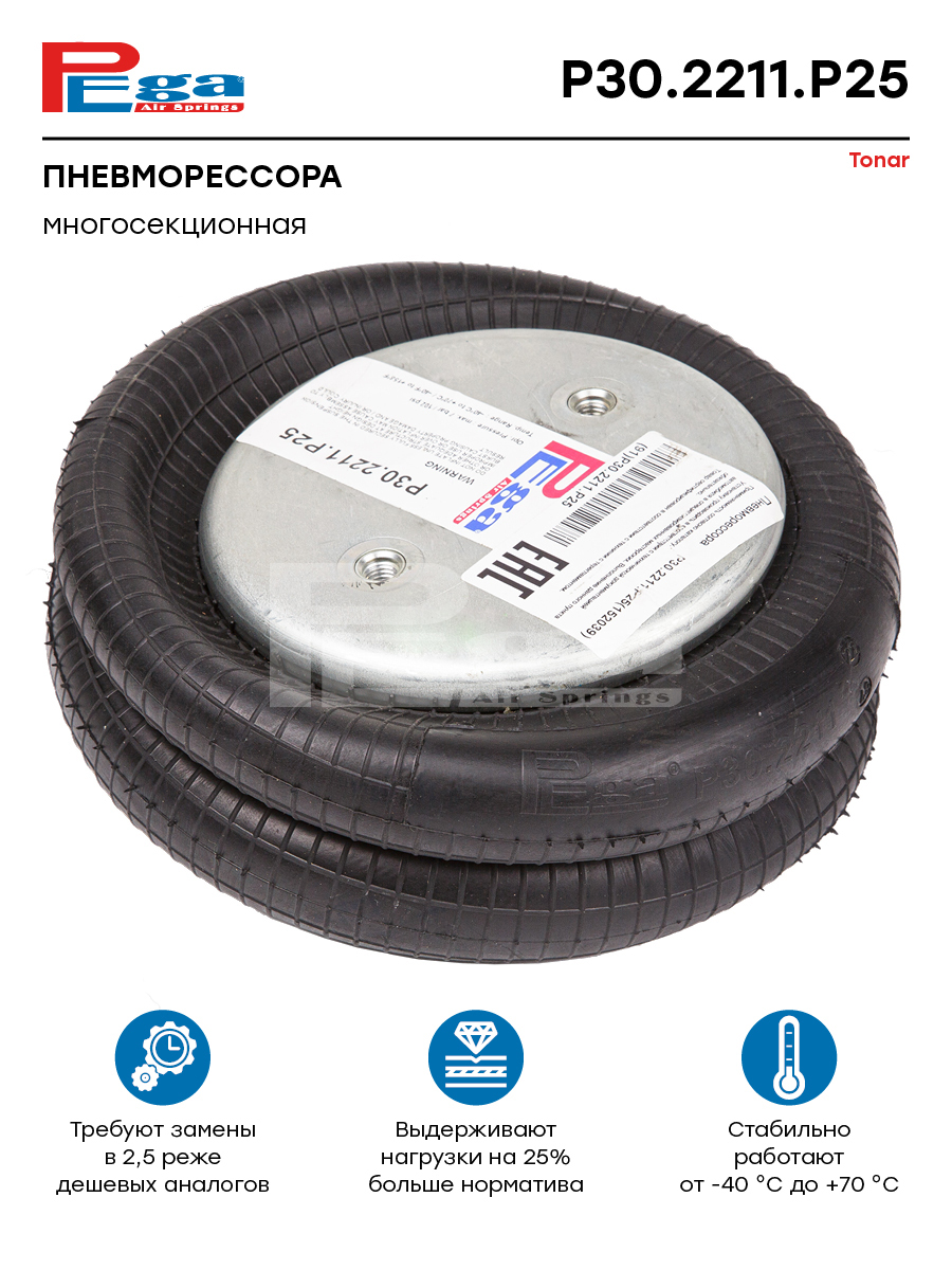 Пневморессора двойной сильфон Schmitz Cargobull/Meritor P30.2211.P25