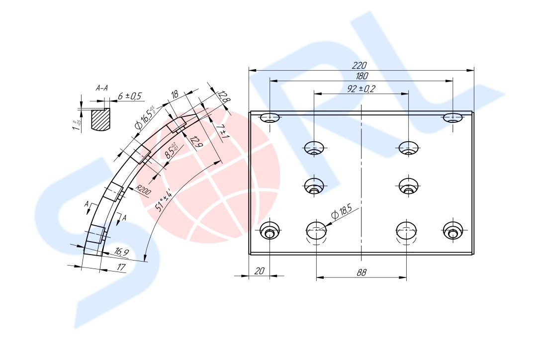 Накладка тормозная 19496 STD 410*223 MAN/MB HM5815