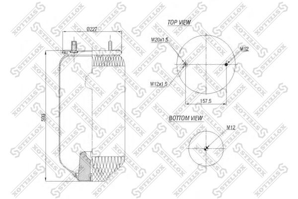 Пневморессора без стакана SMB/Fruehauf 9041590SX