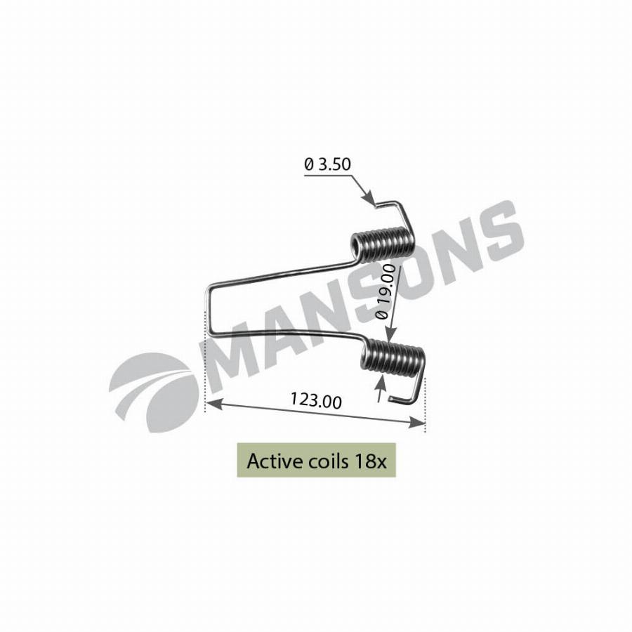 Пружина 3.6*19*120 дополнительная без крючка BPW/ТОНАР SPR0025