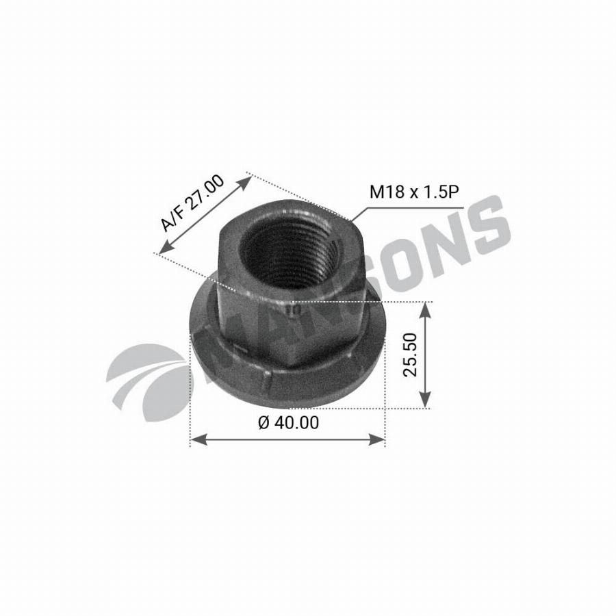 Гайка колесная M18*1.5/SW27 с юбкой Volvo/ГАЗ-3302 200.153