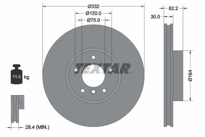 Диск тормозной 332*30 передний вентилируемый BMW X5/X6 E70/E71 3.0si/3.0d 07> 92160805