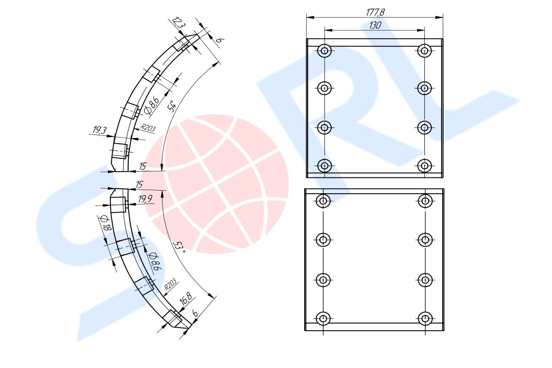 Накладка тормозная 19283 STD 420*178 BPW/SAF HM5621AB