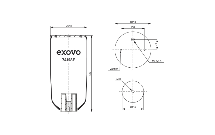 Пневморессора без стакана Schmitz 74158E