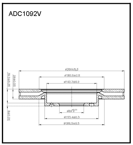 Диск тормозной 300*28 5отв. передний MB W639 Vito 3.0/3.2/2.2CDi 03> ADC1092V