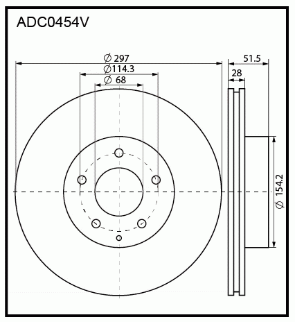 Диск тормозной передний Mazda CX-5 2.0/2.2D/2.5 11> ADC0454V