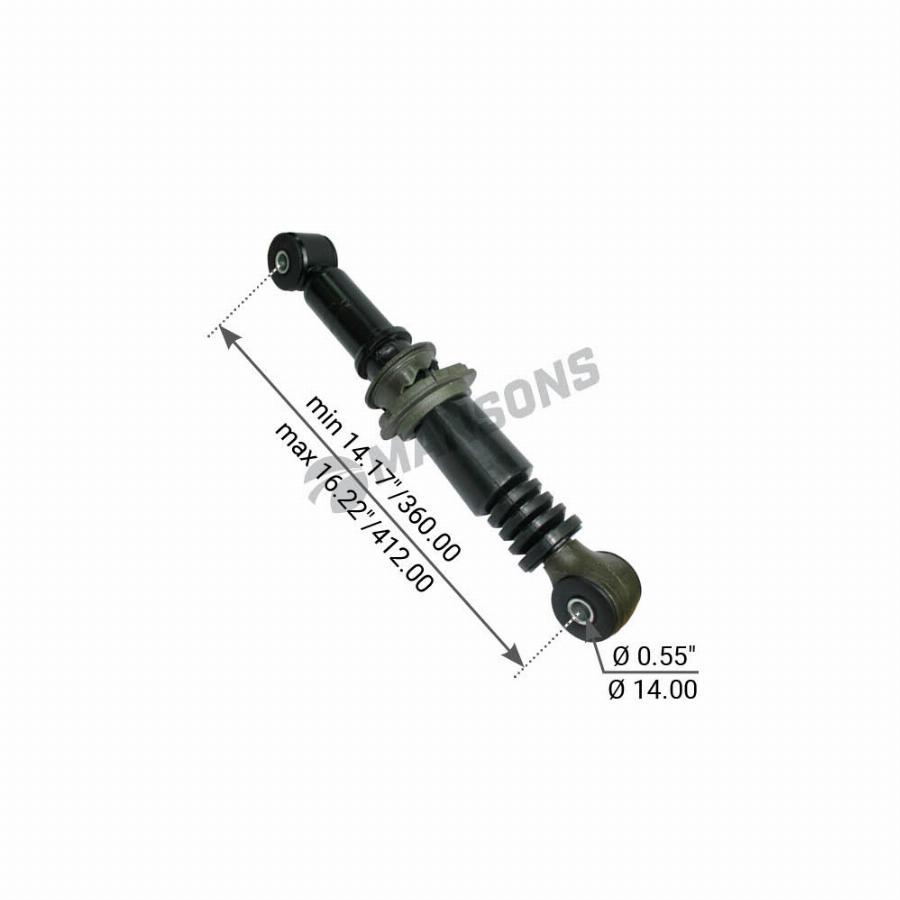 Амортизатор кабины 363/415 14*45 O/O задний без пружины Volvo FH12/16 19.900.115