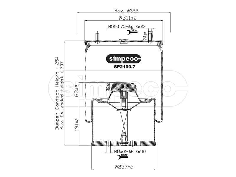 Пневморессора со сталь стаканом BPW SP21007014