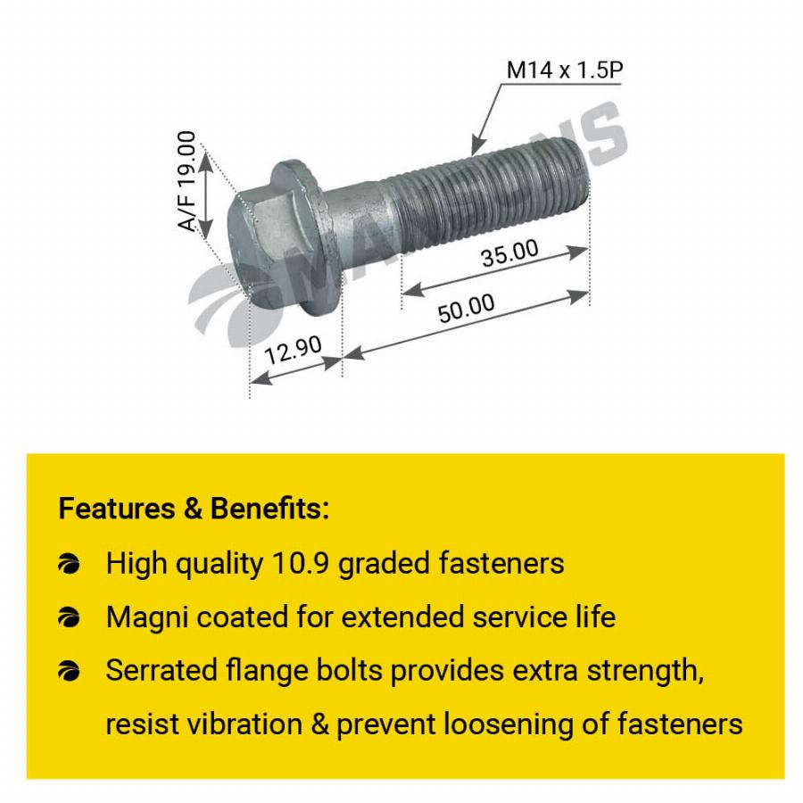 Болт кардана M14*1.5*50 MAN F/M 90/2000/MB 400.818