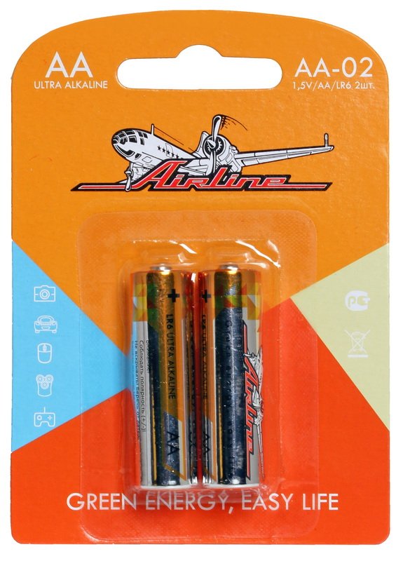 Батарейки LR6/AA щелочные 2 шт. AA-02