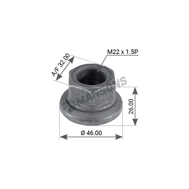 Гайка колесная M22*1.5 универсальная BPW/MAN/MB/МАЗ/КАМАЗ 600.072