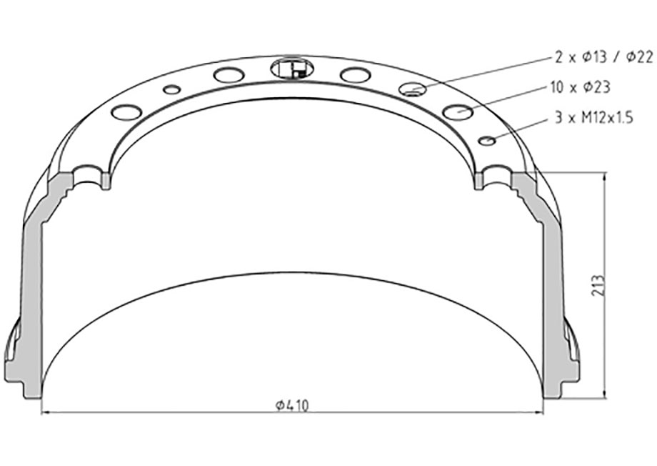 Барабан тормозной 410*167*213 MB/MAN GL3054210401