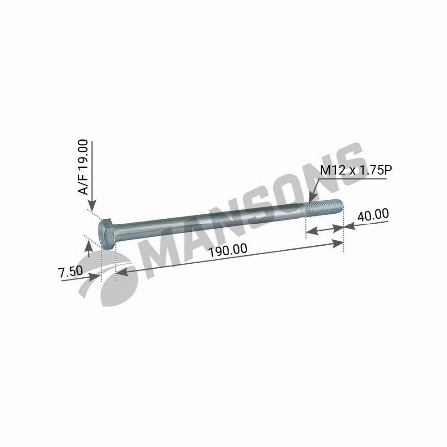 Болт М12*190 крепления пневмоподушки Schmitz 602.042