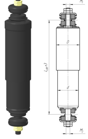 Амортизатор подвески автобусов (Lmin 460, ход 275) ПАЗ-320401-01 103Т-2905006-20