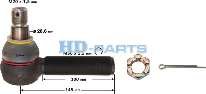 Наконечник рулевой M20*1.5/M30*1.5 L=141 RHT Renault C/K/Volvo FH/FM 107025