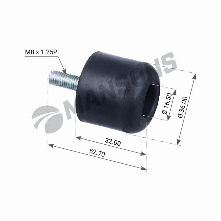 Отбойник кабины 40*32*М8 передний Scania 4 100.547
